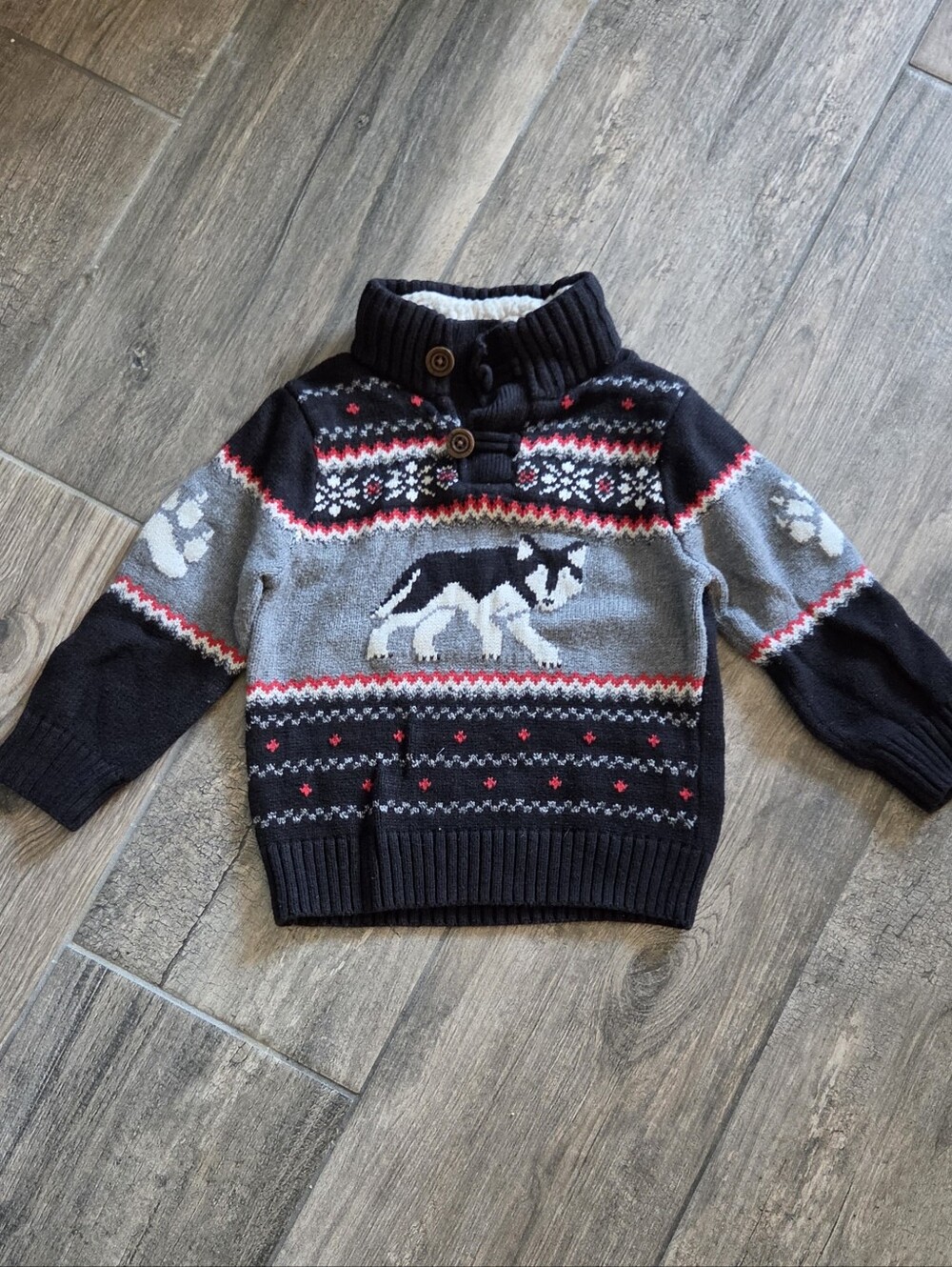 GAP Baby EUC 2T Months Navy/Red Fair Isle Husky Sweater